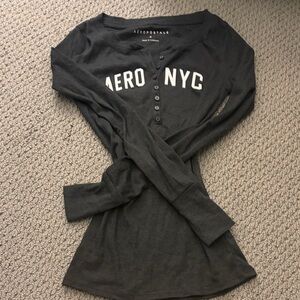 Aeropostale Charcoal Long Sleeve Henley